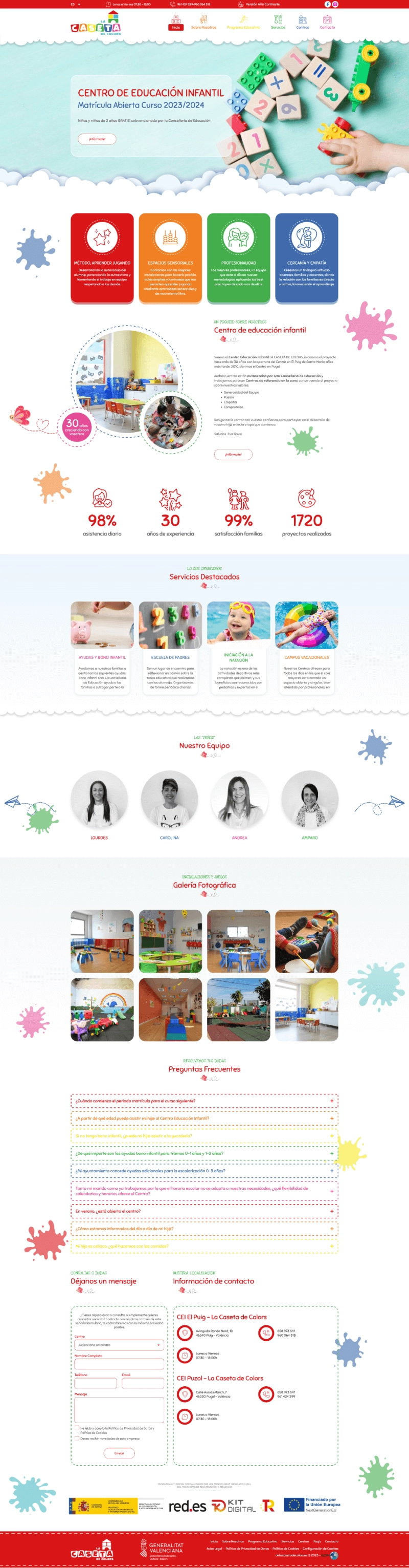 diseño web para sitio de centro infantil